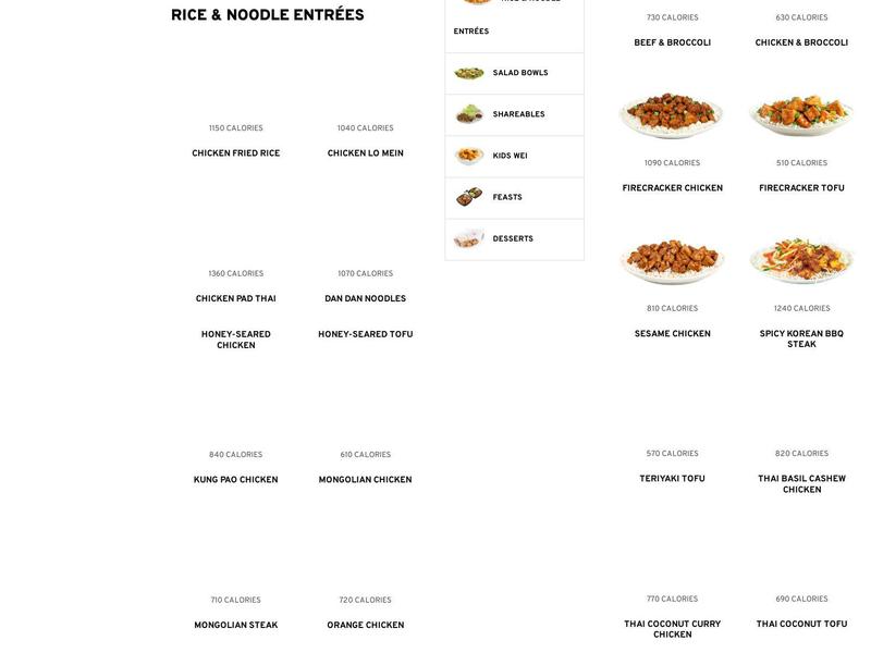 Pei Wei Asian Express Menu