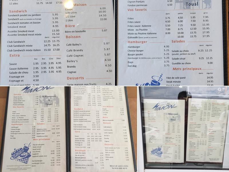 Casse-croute chez Simon Menu