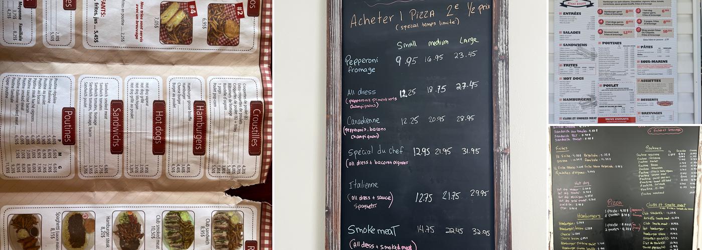 Casse-croute La bonne bouffe Menu