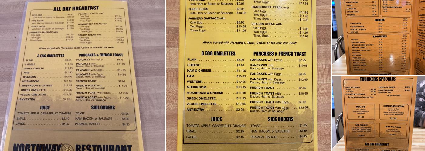 Northway Restaurant & Truck Stop Menu