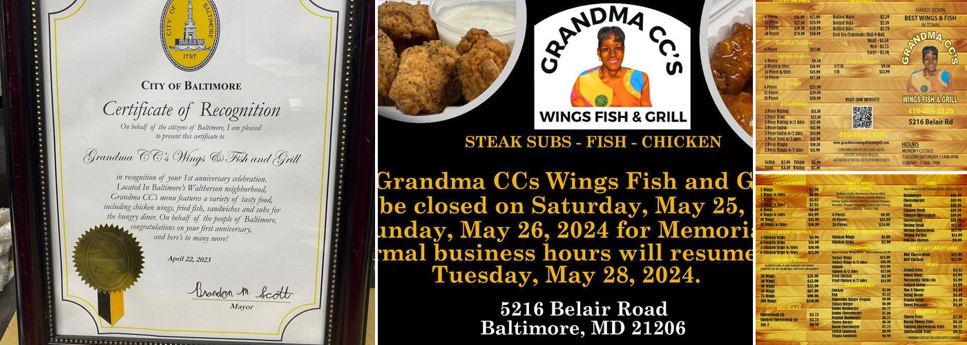 Grandma CC’s Wings Fish And Grill Menu