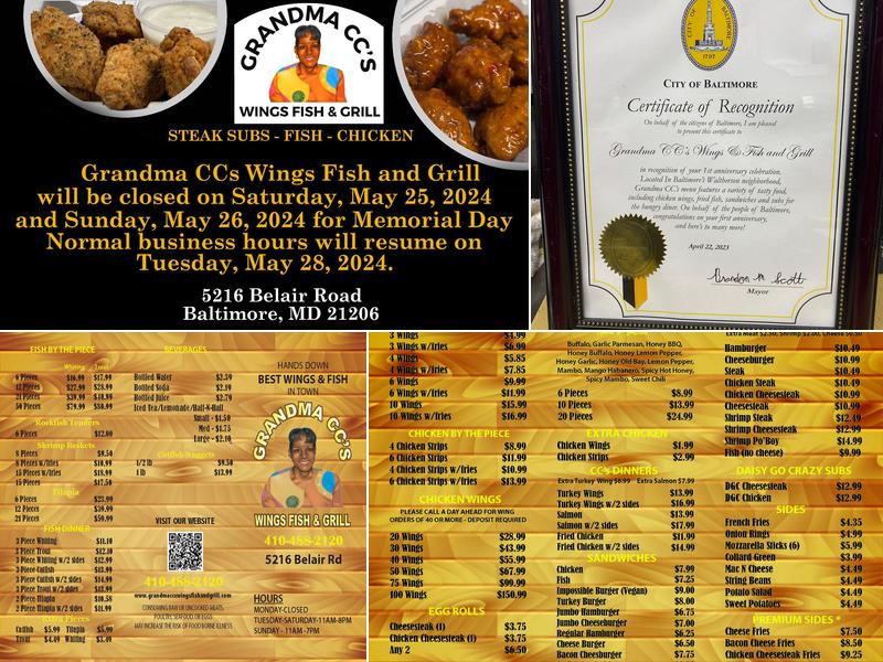 Grandma CC’s Wings Fish And Grill Menu