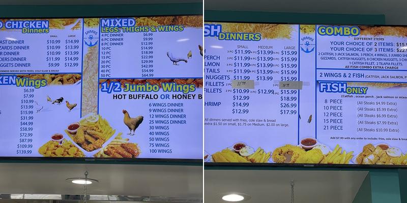 Tony's steak & gyros Menu