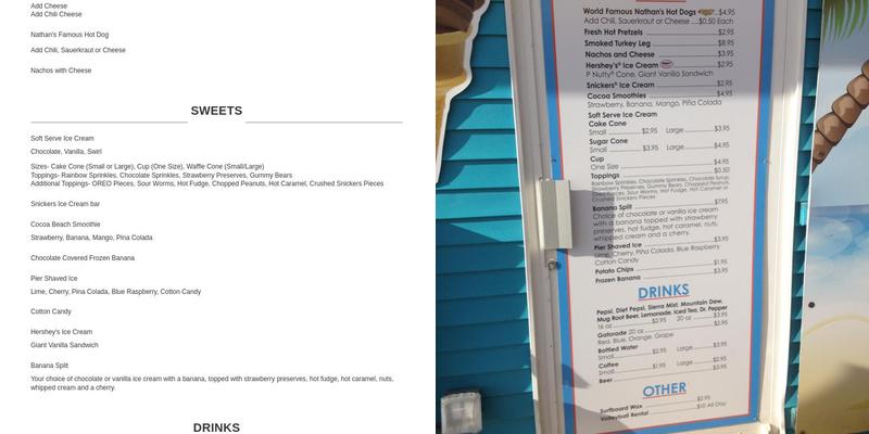 Sea Dogs Cocoa Beach Menu