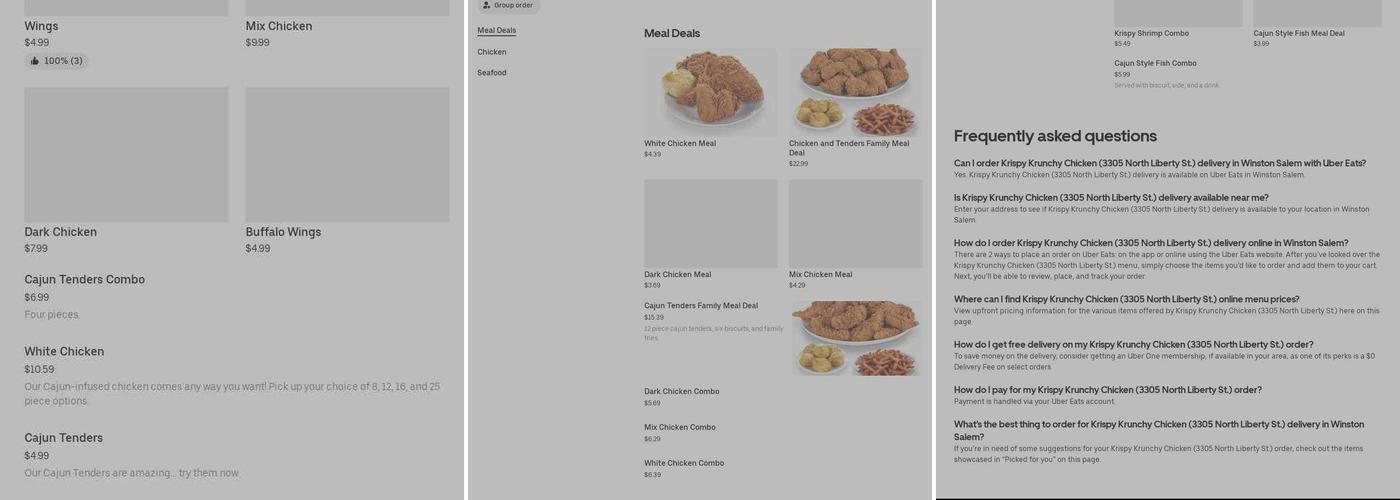 Krispy Krunchy Chicken Menu