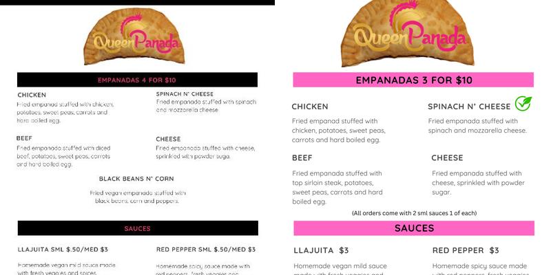 QueenPanada Menu