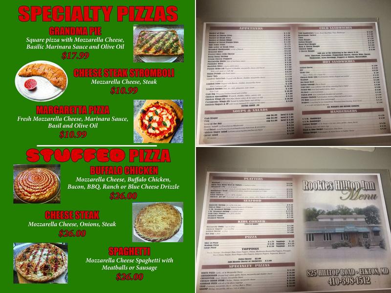 Rookie's Hilltop Bar- Pizza-Restaurant Menu