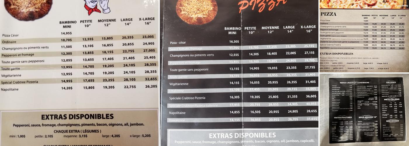Crabtree Pizzeria Menu