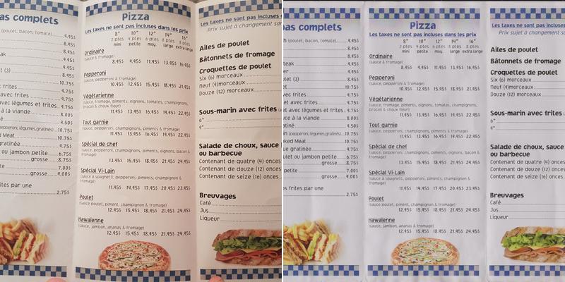 Cantine Le Pignon Menu