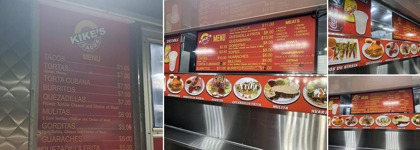 Kikes Tacos Menu