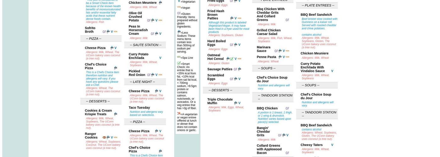McMahon Dining Hall Menu