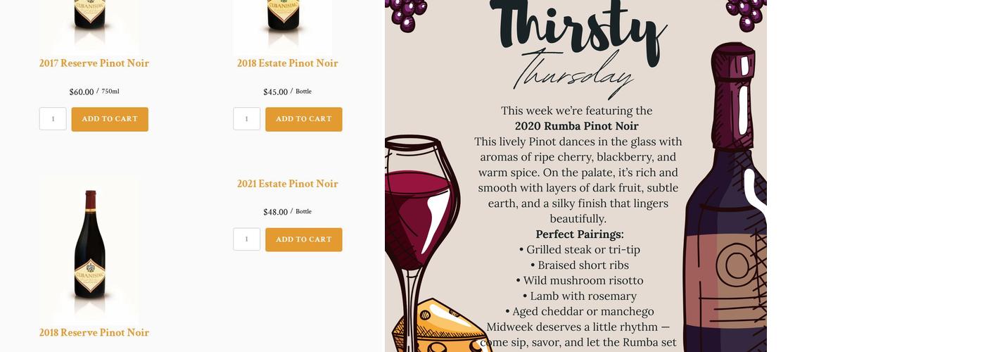 Cubanisimo Vineyards Menu