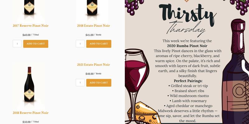 Cubanisimo Vineyards Menu