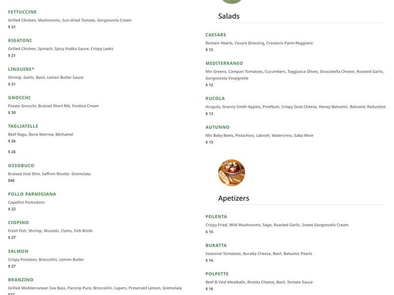 Ciccio Trattoria Menu