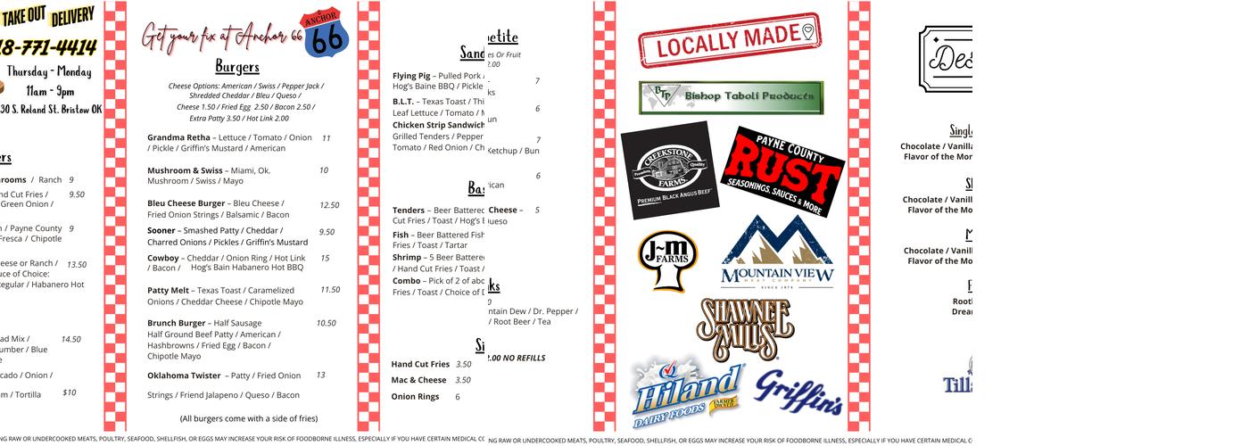 Anchor 66 Menu