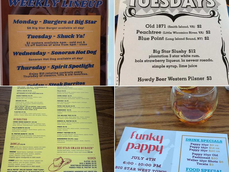 Big Star West Town Menu