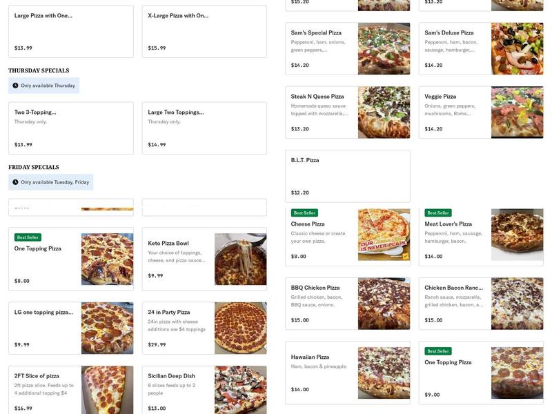 Slice of Italy Pizzeria Menu