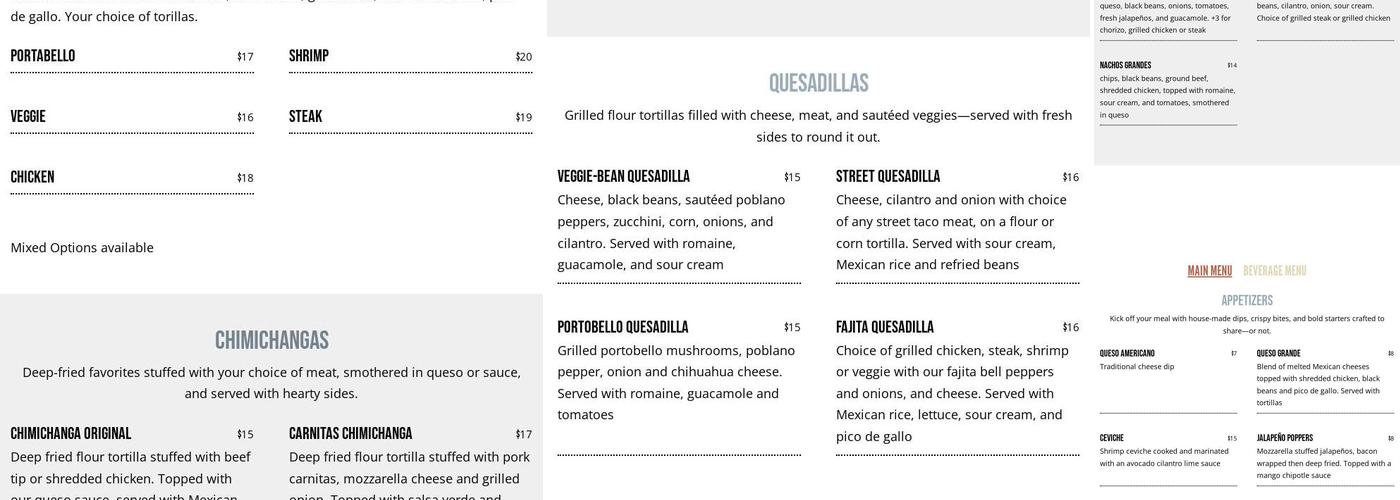 Pure Mex Tacos & Tequila Menu