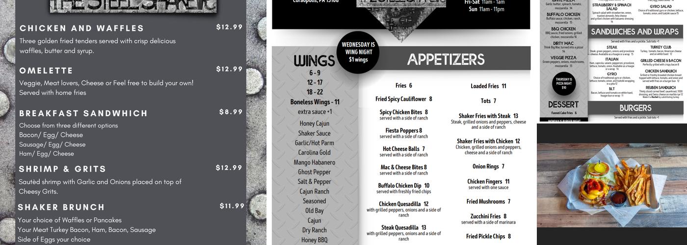 The Steel Shaker Menu