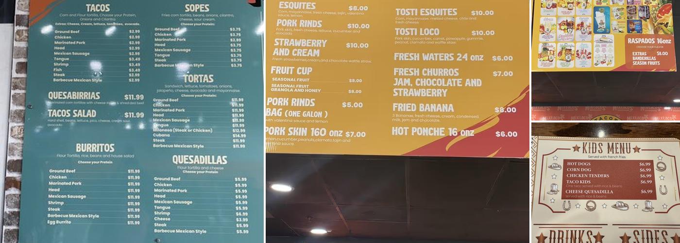 Mixtacos Menu