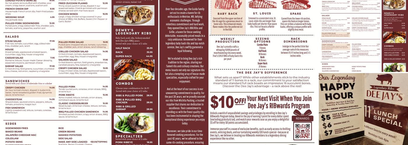 Dee Jay's BBQ Ribs & Grille - Racetrack Rd Menu