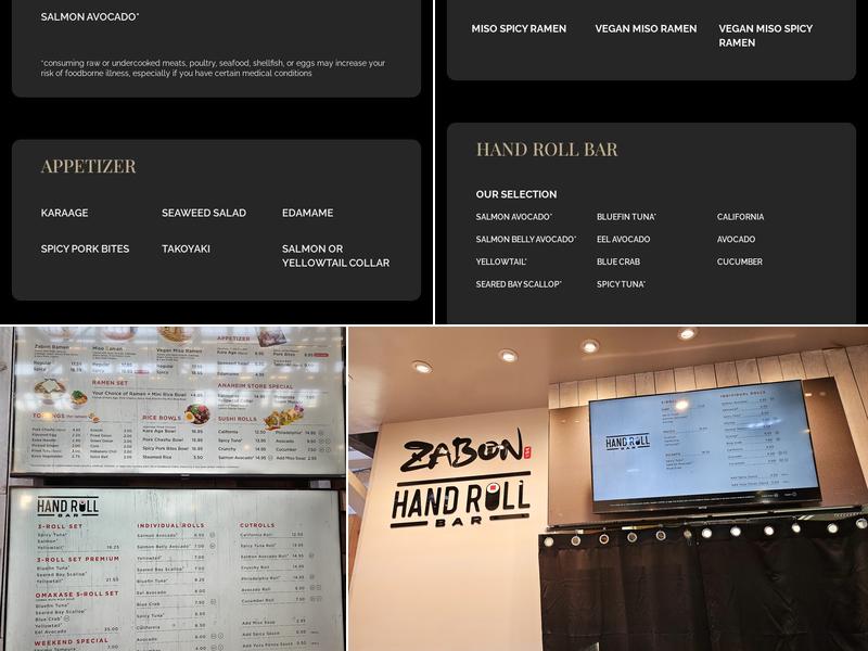 Zabon Ramen & Rolls Menu