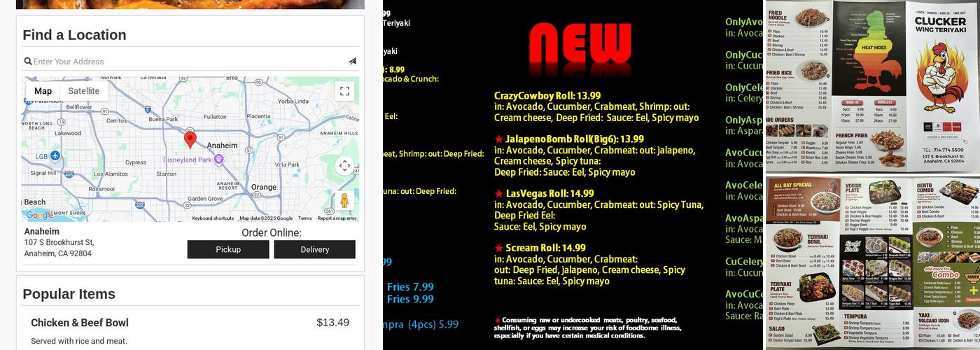 Clucker Wing Teriyaki Menu