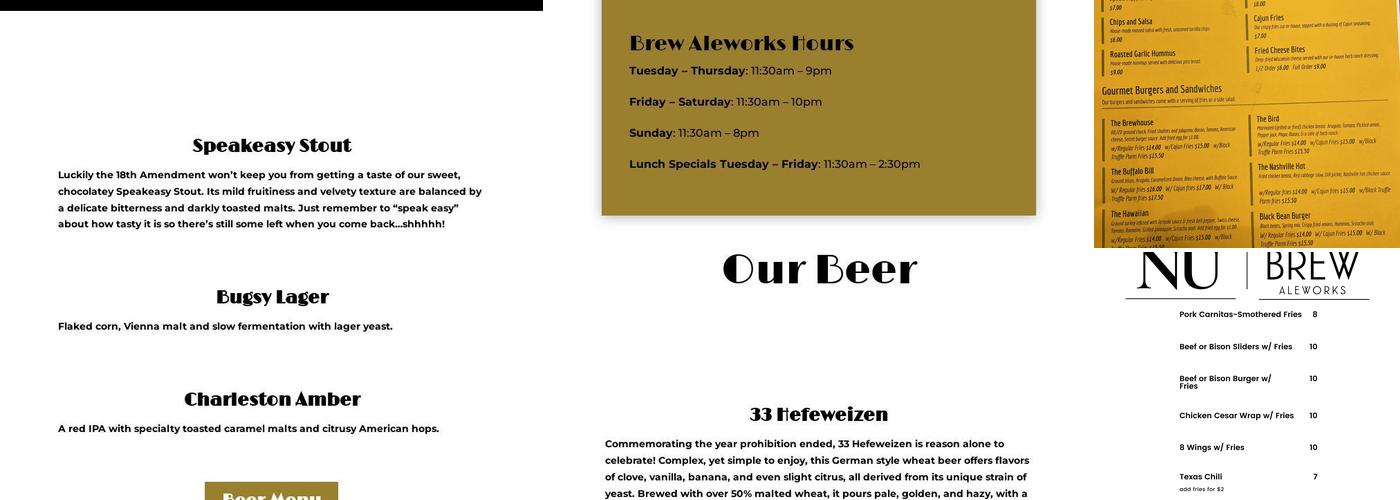 Brew Aleworks Menu