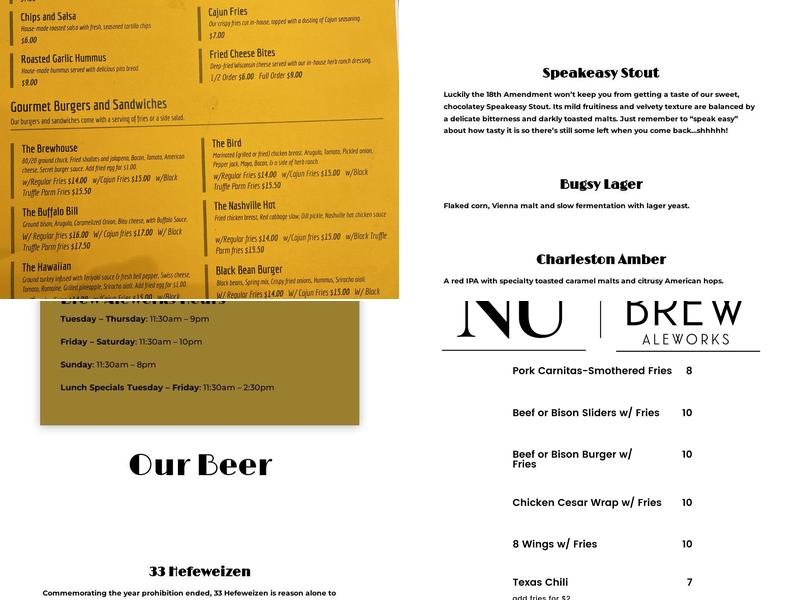 Brew Aleworks Menu