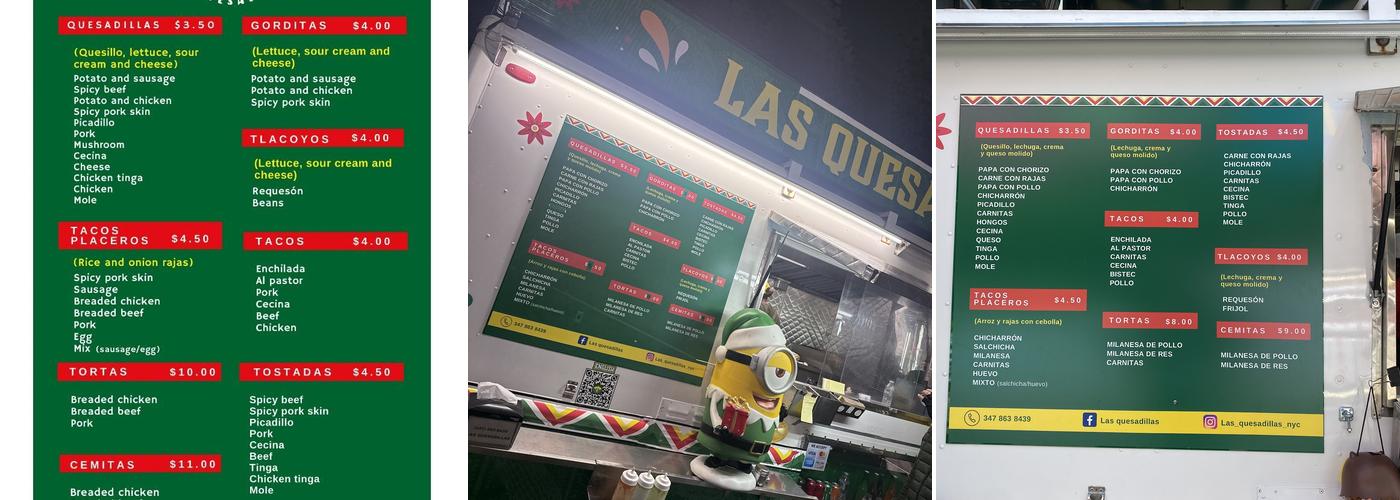 Las Quesadillas Menu