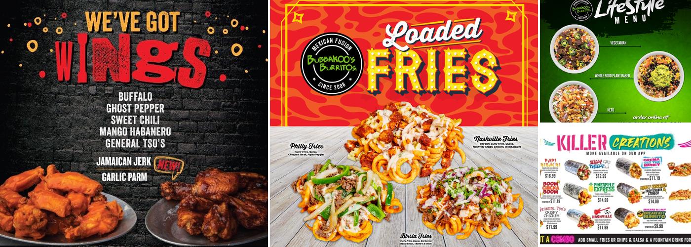 Bubbakoo's Burritos Menu