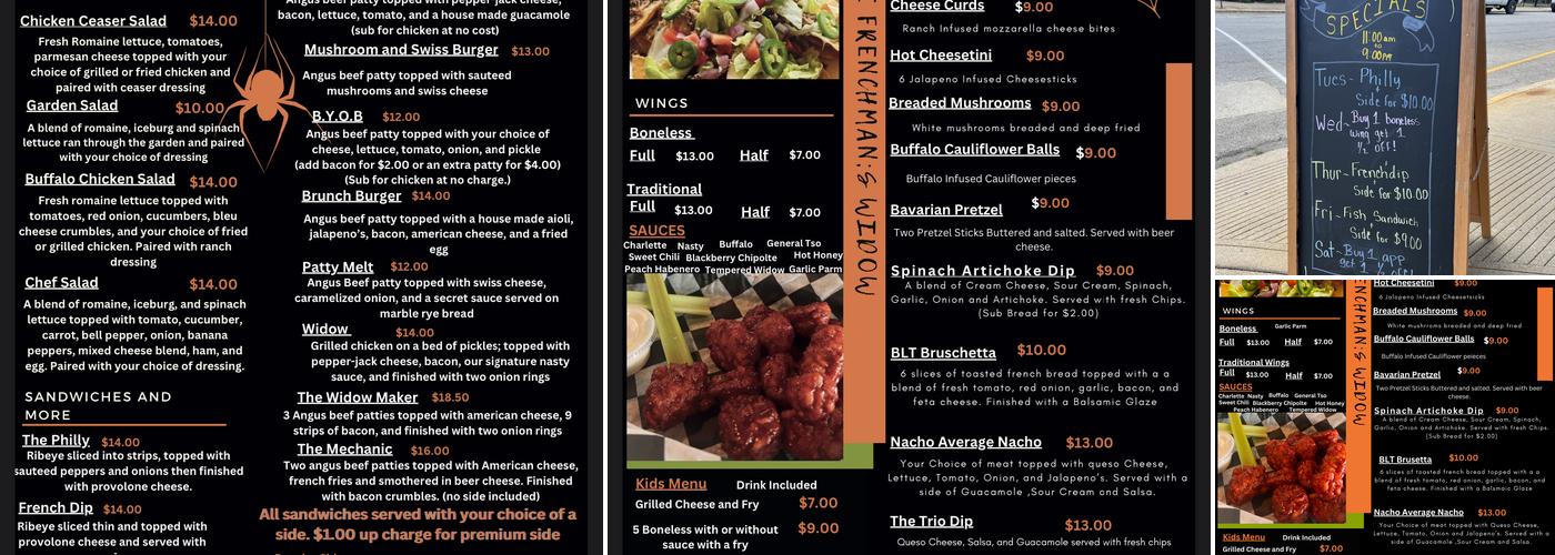 The Frenchman's Widow Menu