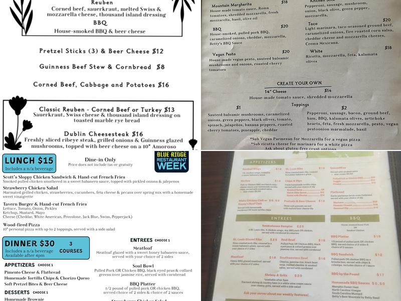 Treehouse Tavern Menu
