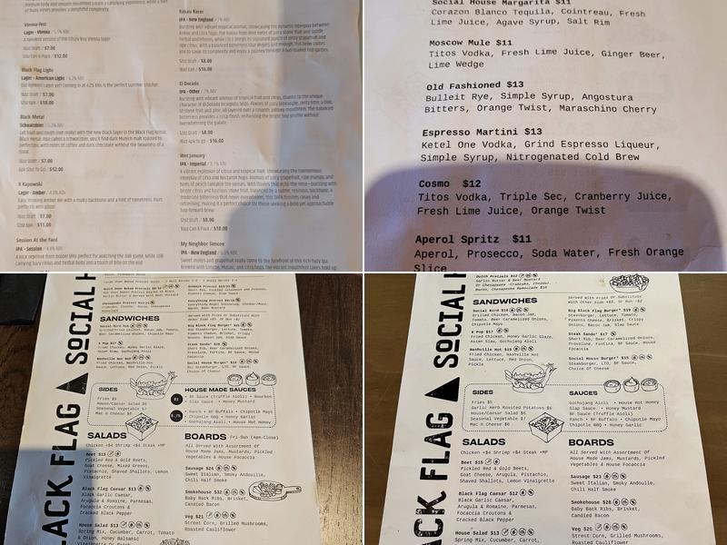 Black Flag Social House Menu