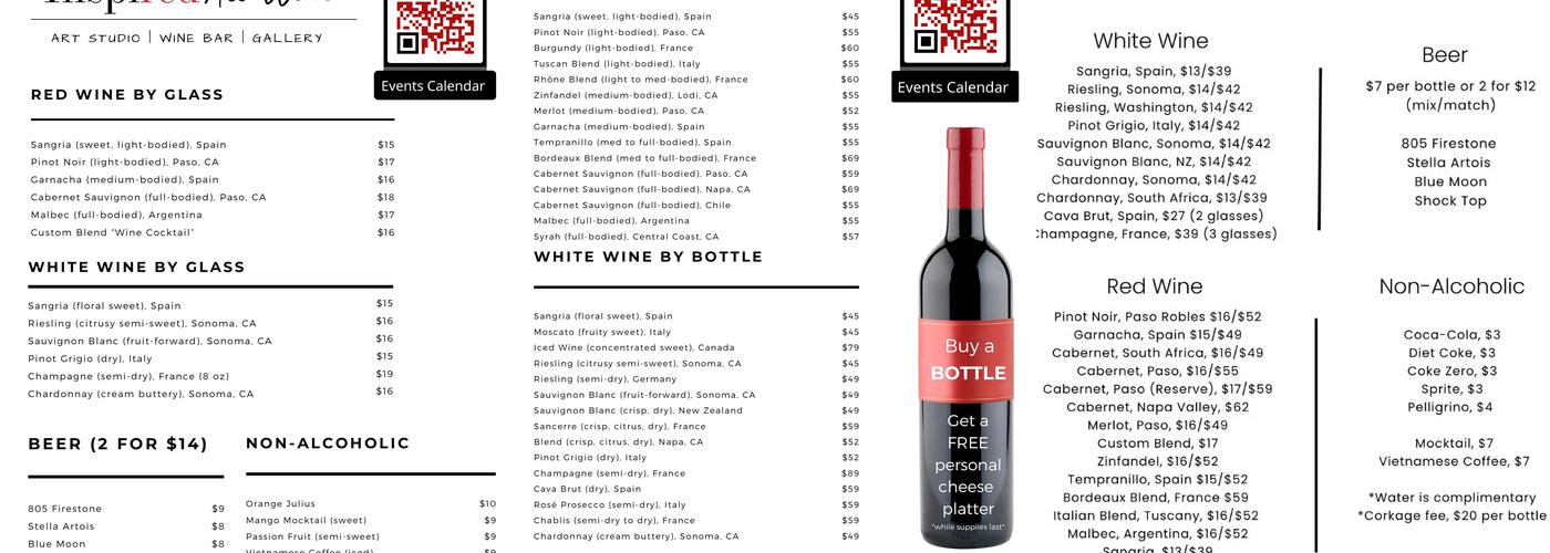 Inspired Art Wine Menu