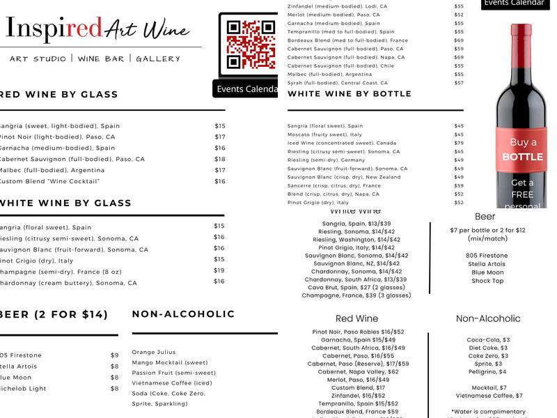 Inspired Art Wine Menu