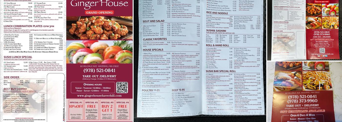 Ginger House Menu