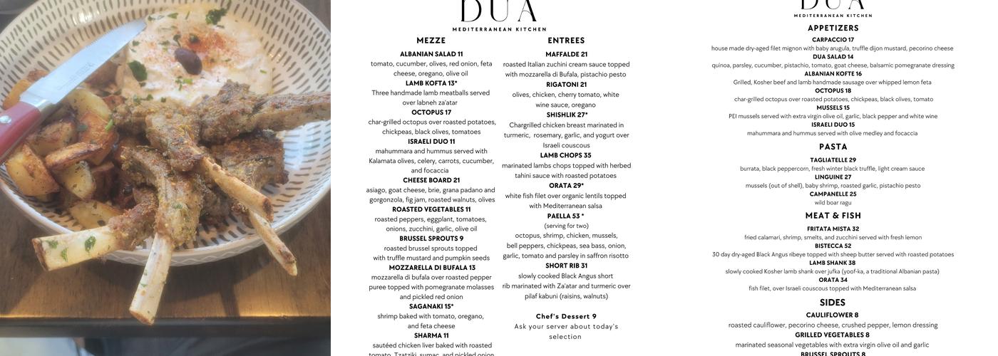 Dua Restaurant Menu
