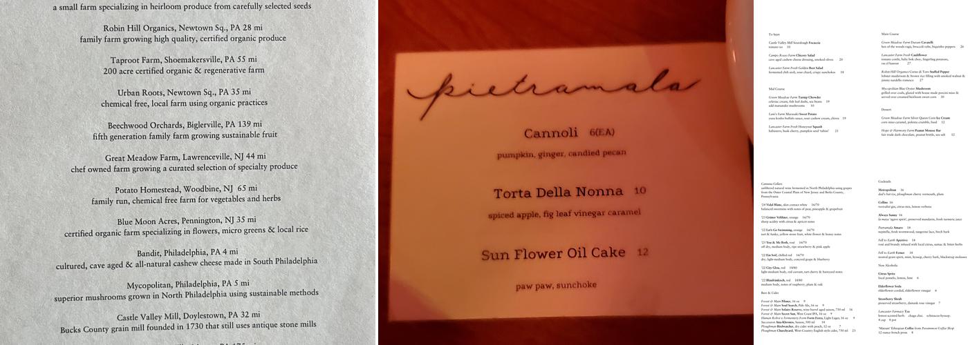Pietramala Menu