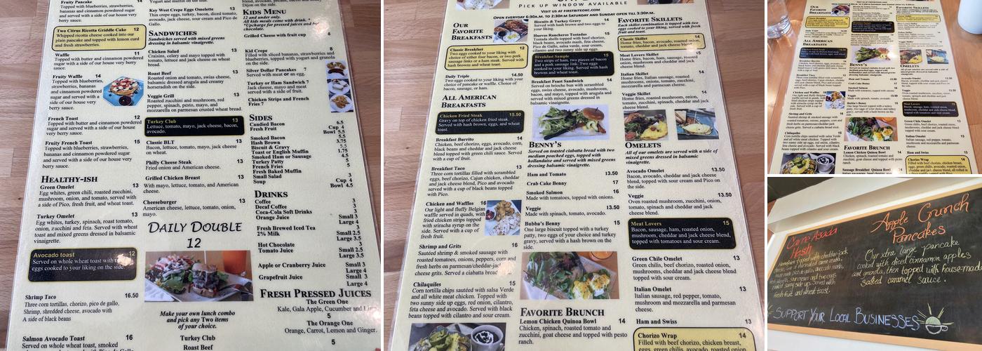 First Bite Cafe Menu