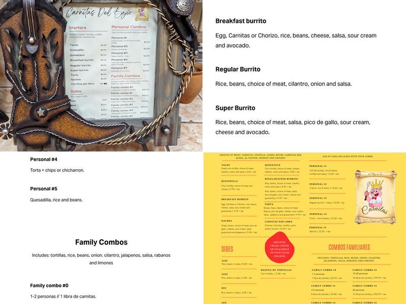Carnitas Del Bajio Menu