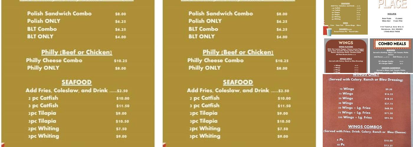 DJ's Place Menu