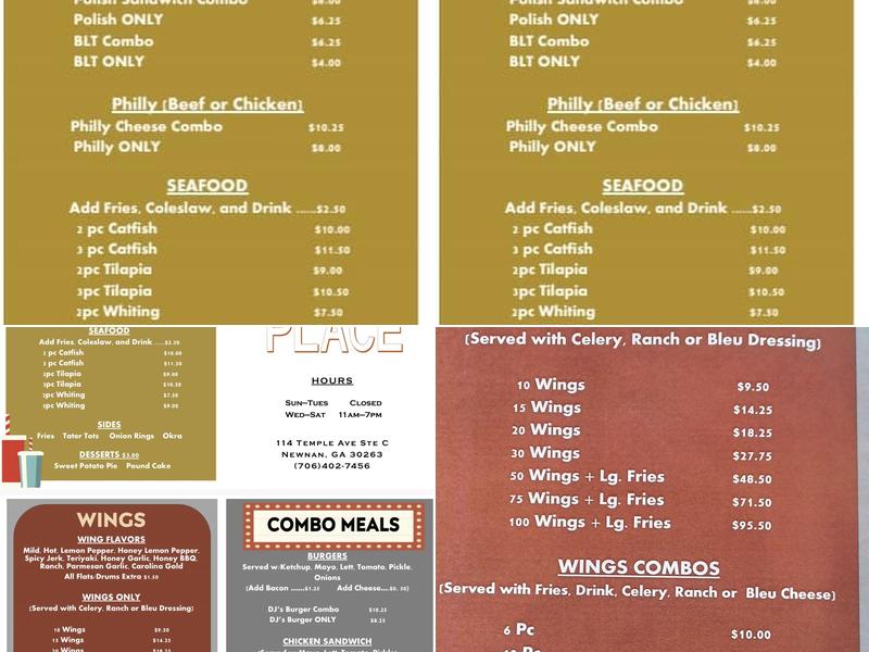 DJ's Place Menu
