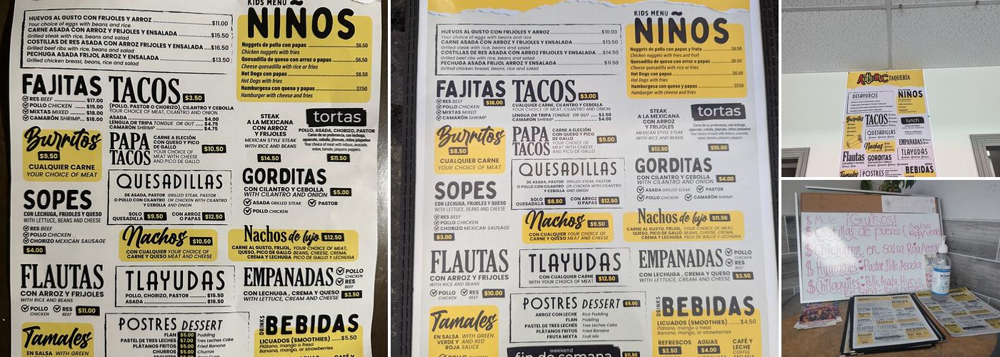 Taqueria Authentic Menu