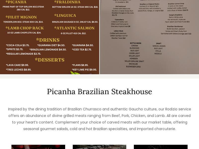 Picanha Brazilian Steakhouse Menu