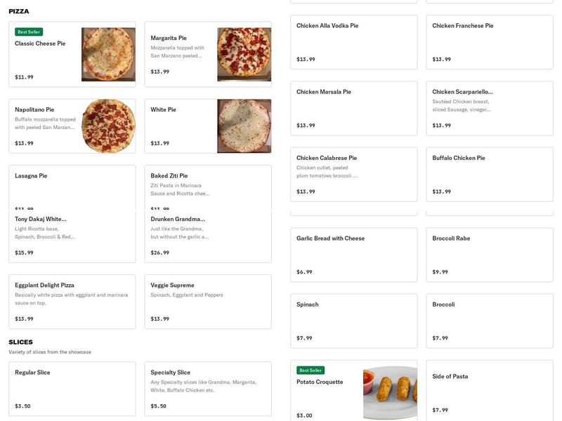 Casaletto Pizzeria Menu