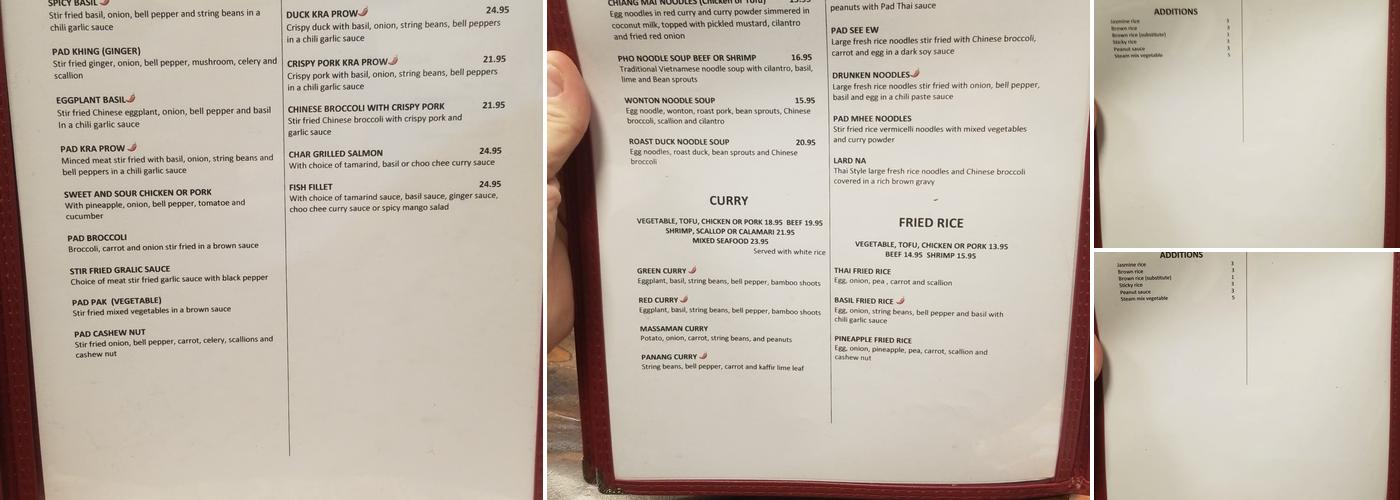 Neung Thai Kitchen Menu