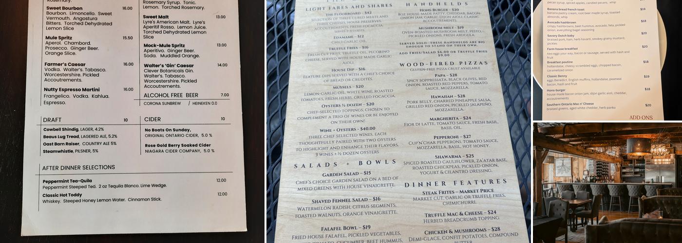 Honsberger Estate Winery, Restaurant and Event Venue Menu