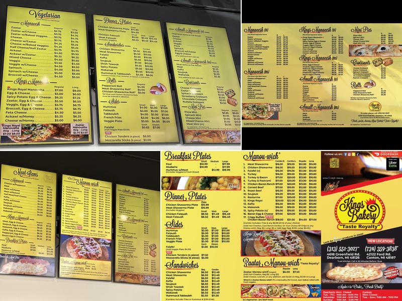 King’s Bakery Canton Menu