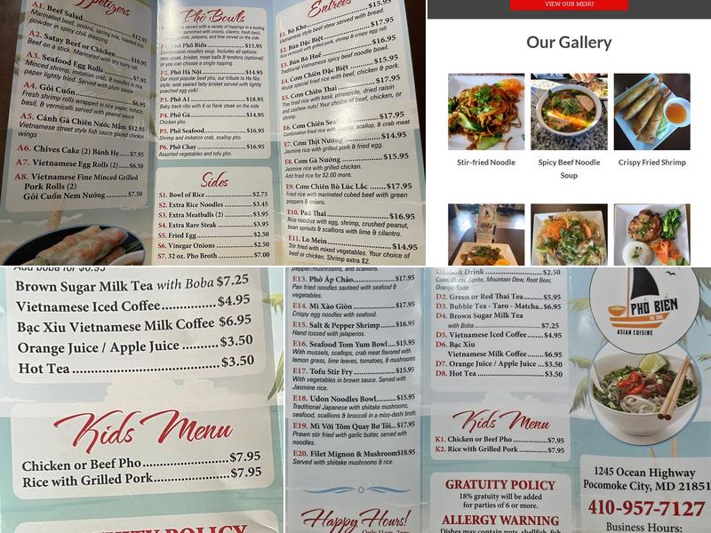 Phố Biển Asian cuisine Menu